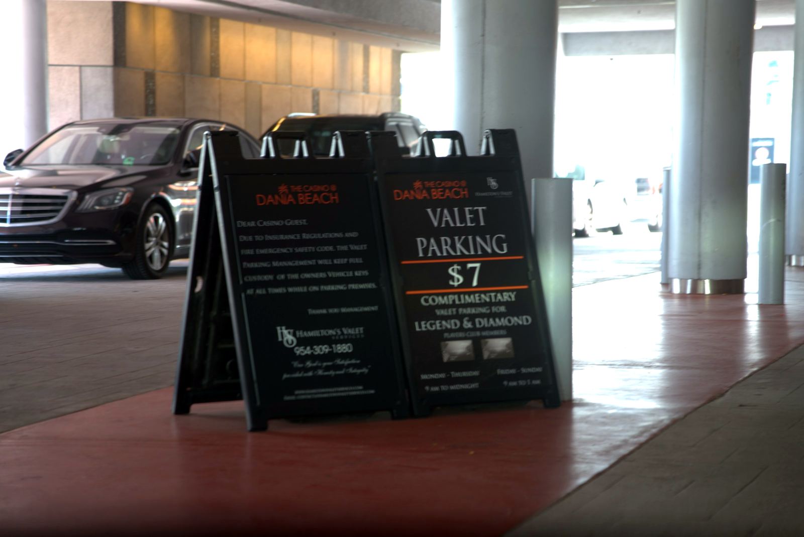 Valet parking signs at a property served by Hamilton's Valet